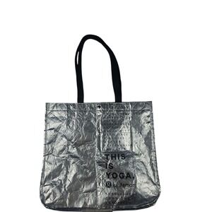Lululemon Silver Metallic Tote‎ Bag This Is Yoga Reusable Shopping